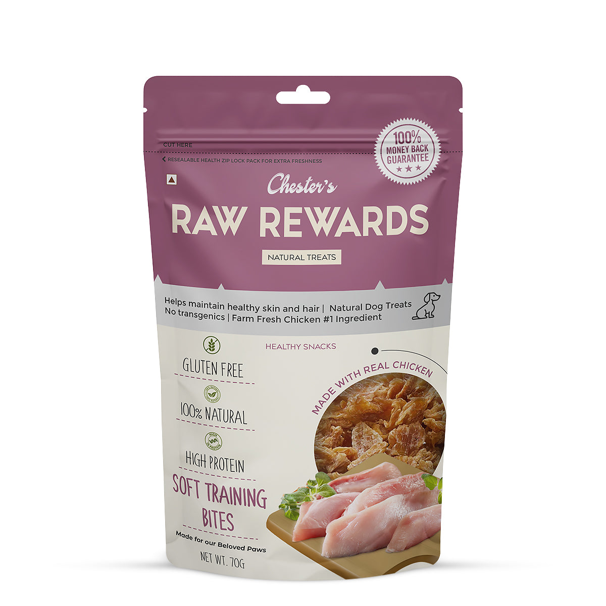 Chesters Raw Rewards Soft Training Bites Dog Treat - 70g