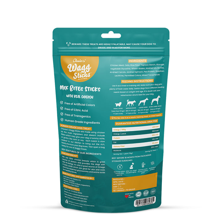 Chesters Wagg Sticks – Mix Bites Sticks Dog Treat – 70g