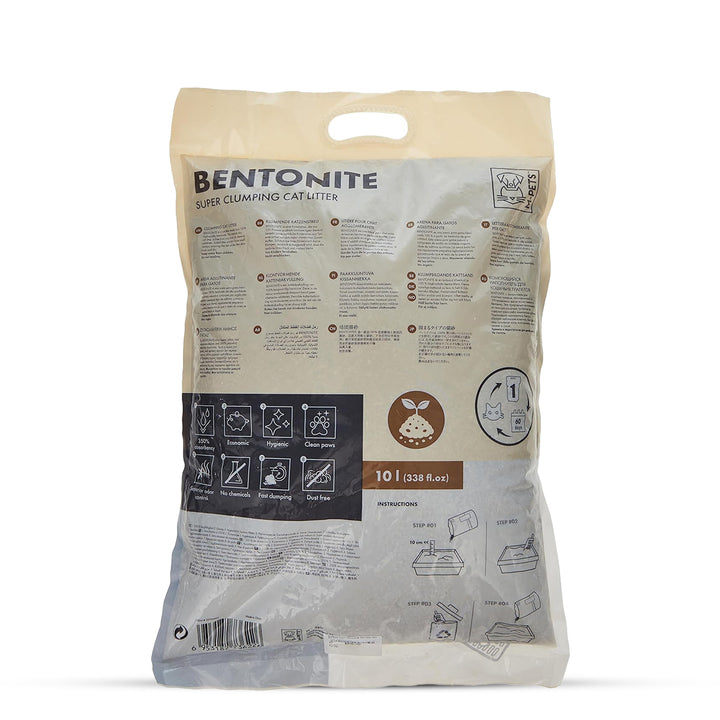 M-Pets Super Clumping Natural Bentonite Yellow Unscented Cat Litter - 10 Litre