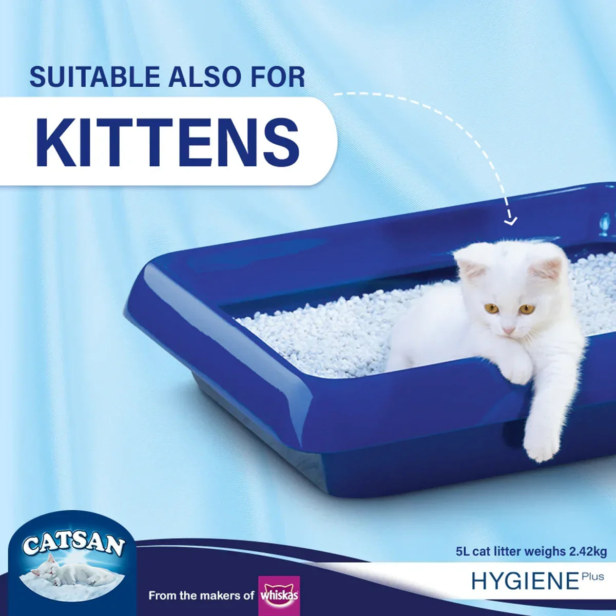 Catsan Hygiene Plus Non-Clumping Natural Cat Litter - 2.4kg - Zigly
