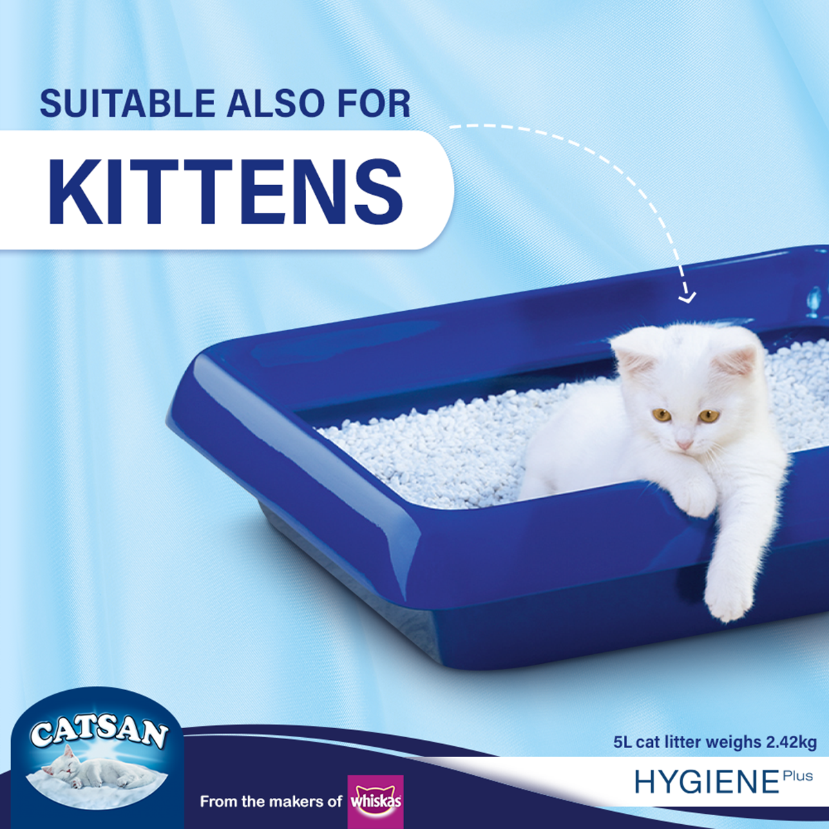 Catsan Hygiene Plus Non-Clumping Natural Cat Litter - 2.4kg