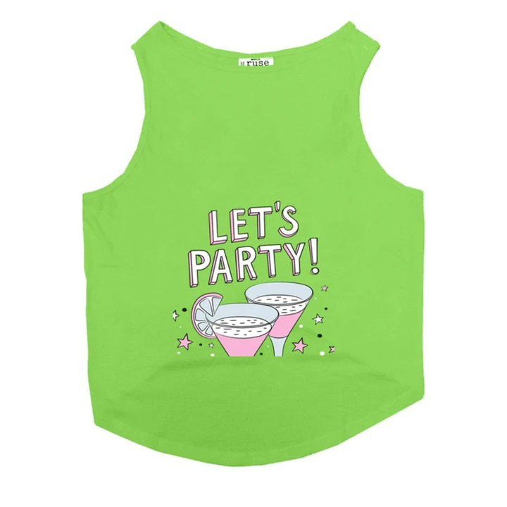 Ruse Let's Party Printed Tank Dog Tee Lime Green