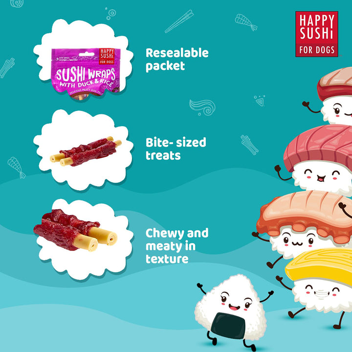 Imaginelles Happy Sushi Wraps Duck & Rice Meaty Dog Treat - 12 Pieces - 144g