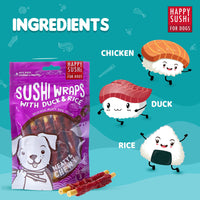 Imaginelles Happy Sushi Wraps Duck & Rice Meaty Dog Treat - 12 Pieces - 144g