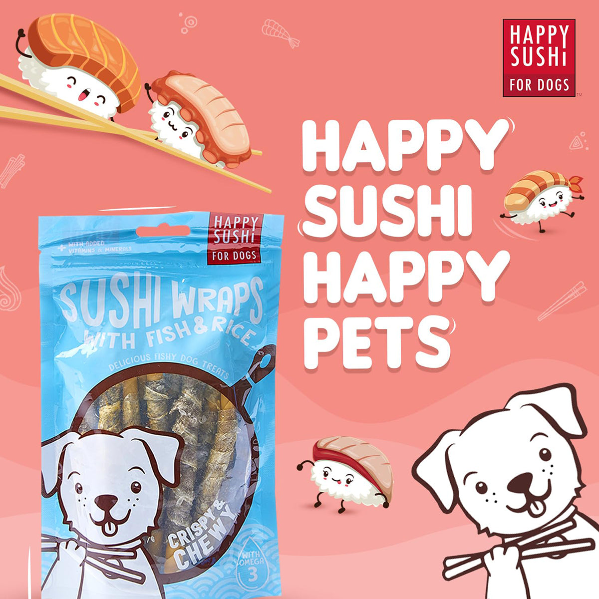 Imaginelles Happy Sushi Wraps Fish & Rice Meaty Dog Treat - 12 Pieces - 132g