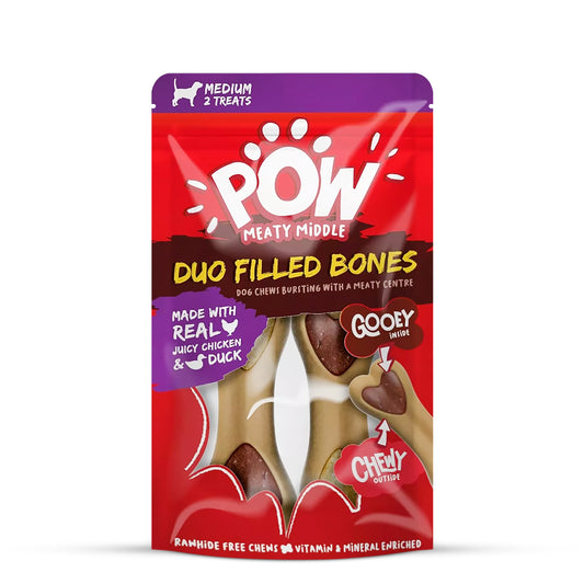 Imaginelles Pow Chicken & Duck Filled Bones Meaty Dog Treat - 2 Pieces - 128g