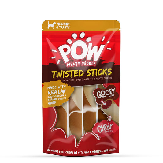 Imaginelles Pow Chicken & Peanut Butter Twisted Sticks Meaty Dog Treat - 4 Pieces - 200g