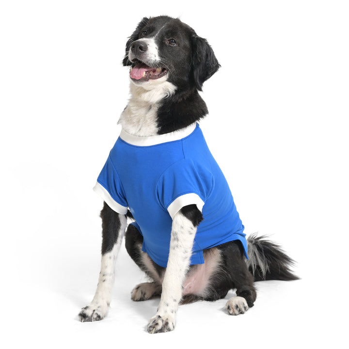 The Happy Lots Sparkle Paws Heartbeat Sequin Dog T-Shirt Blue