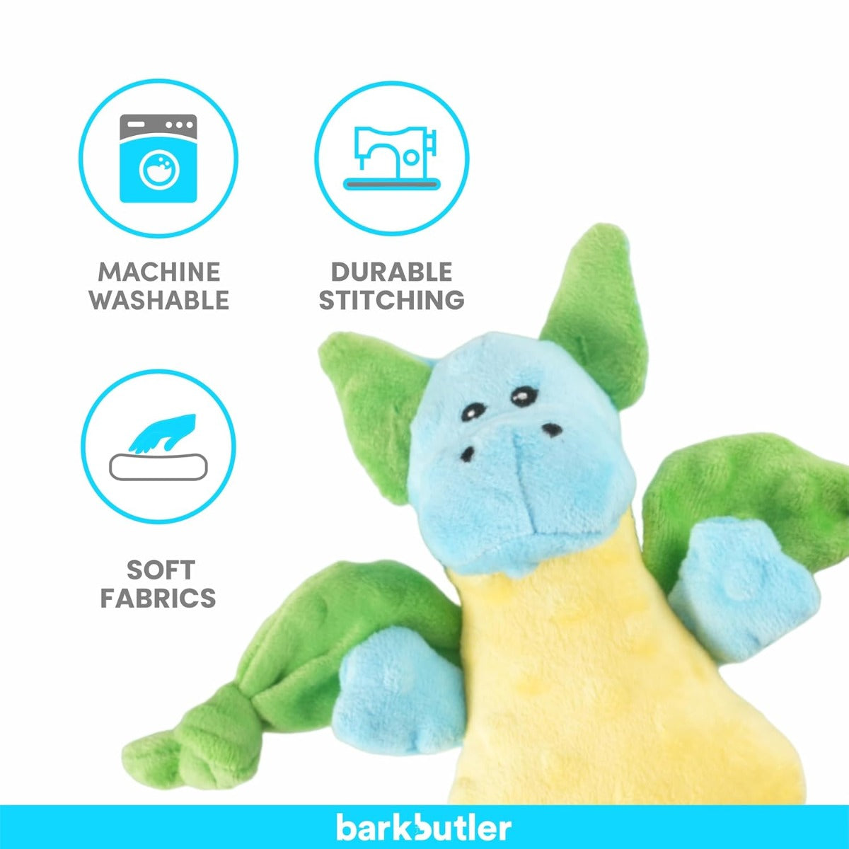 Barkbutler Pookie The Dragon Plush Dog Toy