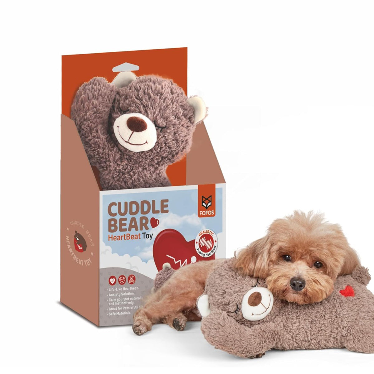 Fofos Heartbeat Bear Plush Dog Toy