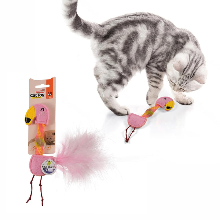 Fofos Cat Flick Tube Toy - Flamingo