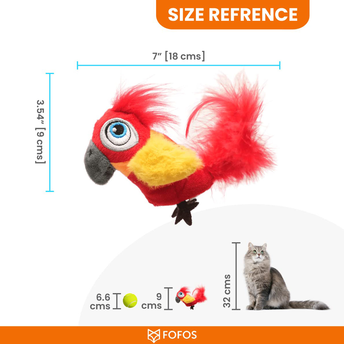 Fofos Parrot With Catnip Balls Cat Toy