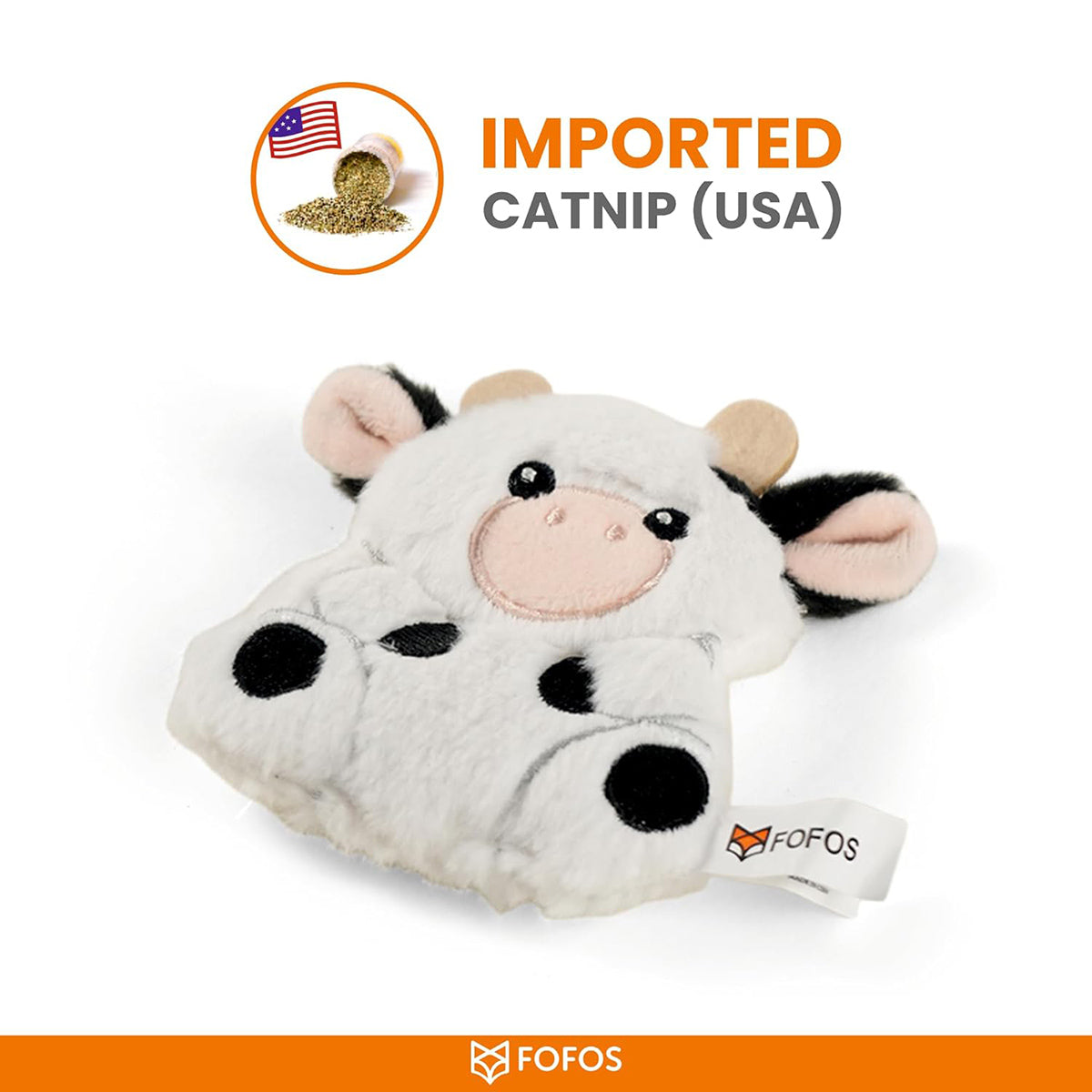 Fofos Floppy Crinkle Cat Toy Cow