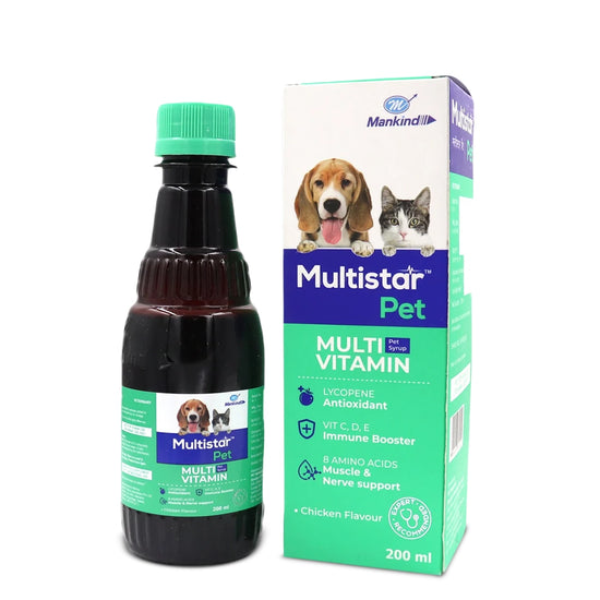 Mankind Multistar Pet Syrup Multivitamin Supplements for Dogs and Cats - 200ml