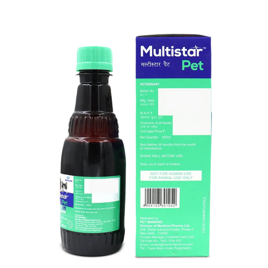 Mankind Multistar Pet Syrup Multivitamin Supplements for Dogs and Cats - 200ml