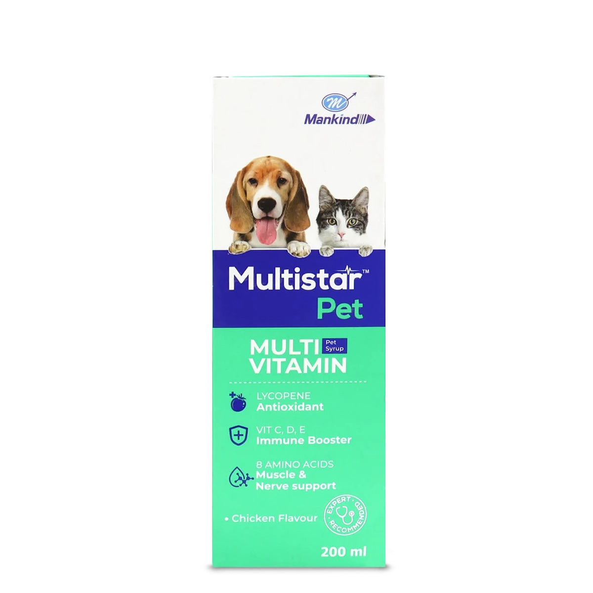 Mankind Multistar Pet Syrup Multivitamin Supplements for Dogs and Cats - 200ml