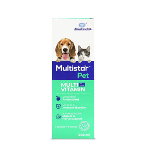 Mankind Multistar Pet (Amino Acid & Lycopene) Multivitamin Syrup for Dogs & Cats (200ml)