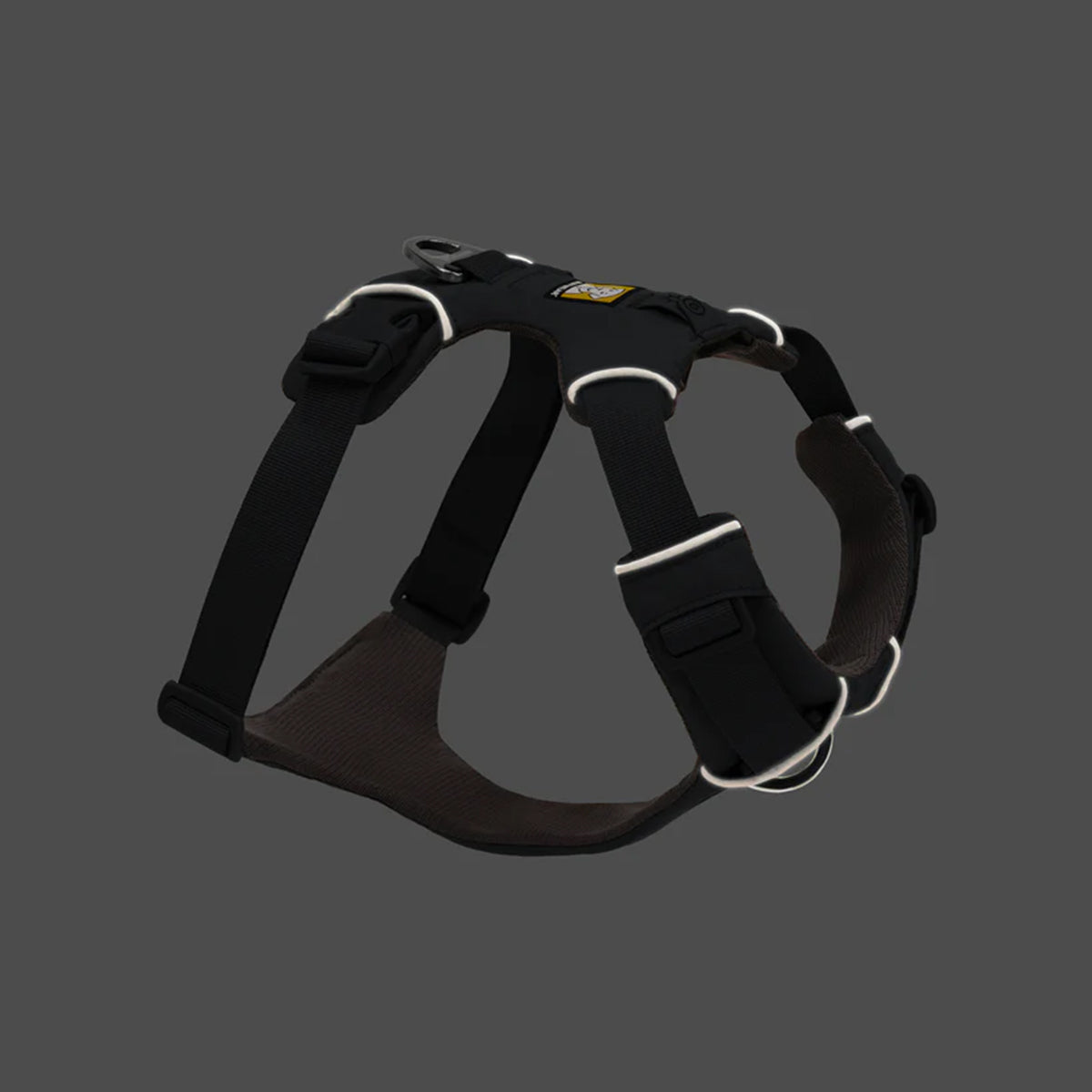 Zigly black reflective dog harness with padded straps and metal leash ring
