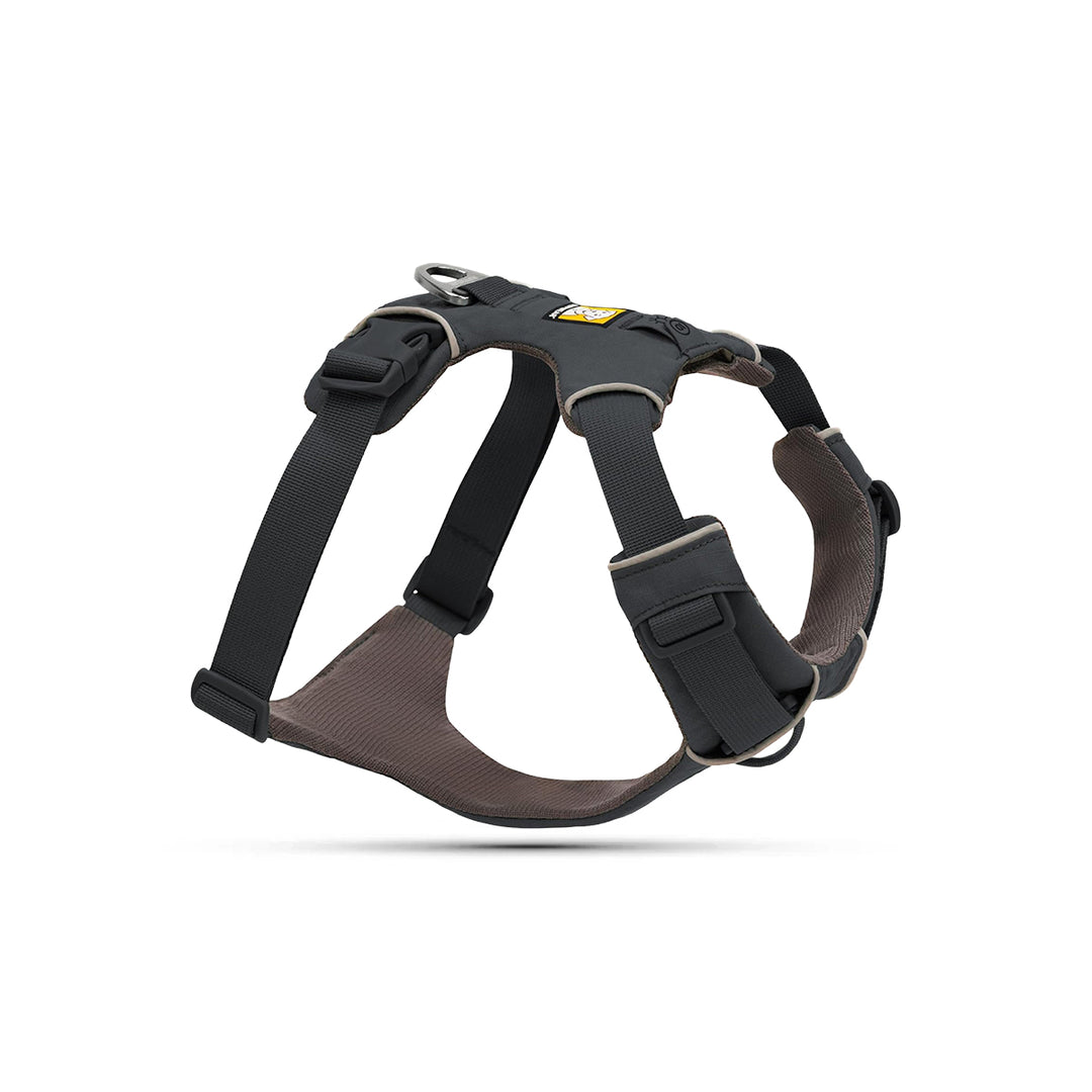 Zigly black and gray padded dog harness with adjustable straps and metal rings