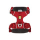 Zigly red Ruffwear dog harness with padded grey lining and metal leash attachment