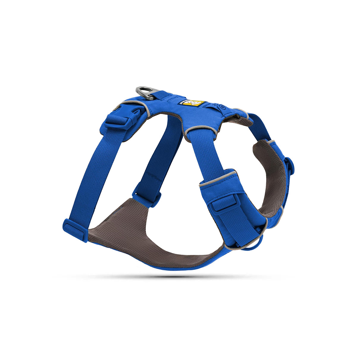 Zigly blue padded dog harness with adjustable straps and metal leash ring
