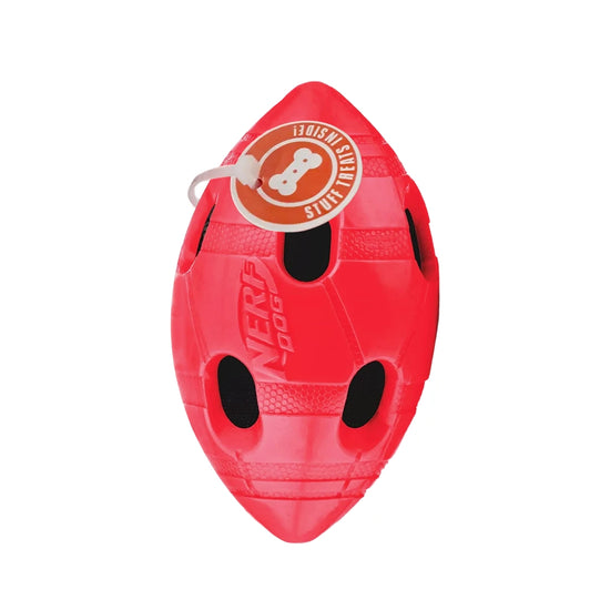 Nerf TPR Bash Treat Football Dog Toy - Red - 15.24 cm