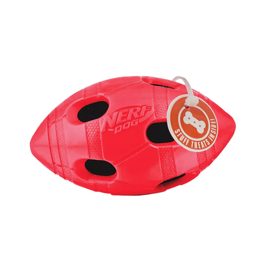Nerf TPR Bash Treat Football Dog Toy - Red - 15.24 cm