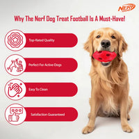 Nerf TPR Bash Treat Football Dog Toy - Red - 15.24 cm