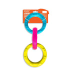 Nerf TPR 3-Ring Tug -Blue And Pink & Yellow Dog Chew Toy - 29.21 cm
