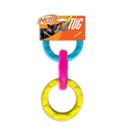 Nerf TPR 3-Ring Tug -Blue And Pink & Yellow Dog Chew Toy - 29.21 cm