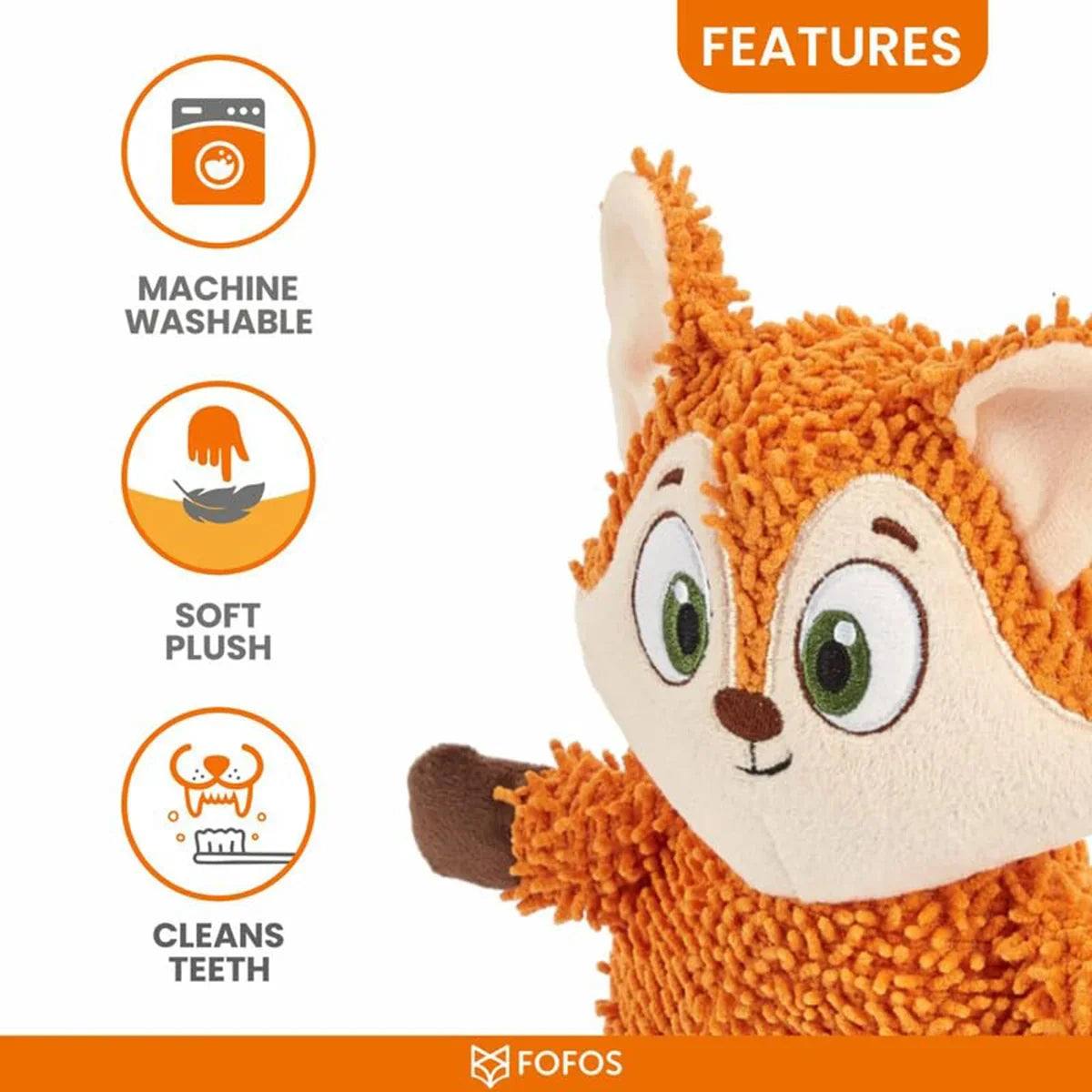 FOFOS Tough Plush Dog Toy - Fox