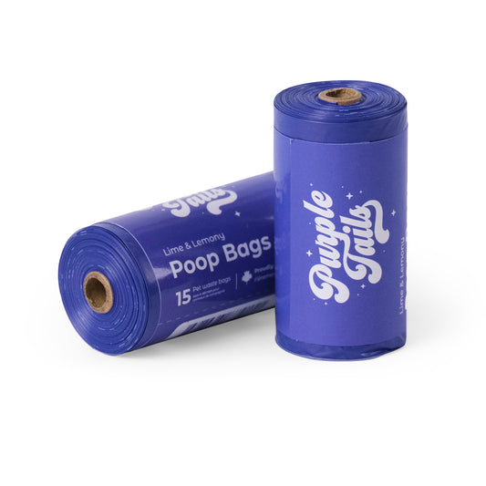 Purple Tails Dog Waste Bags - Lime & Lemony - 1 Roll (15 Bags)