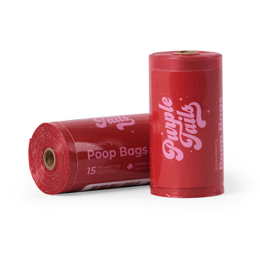 Purple Tails Dog Waste Bags Scent - Strawberry - 1 Roll (15 Bags)