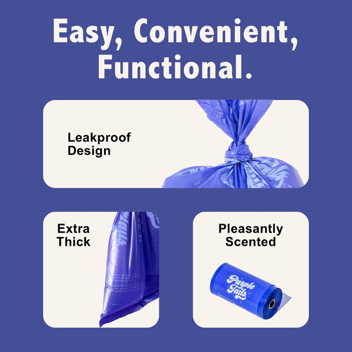 Purple Tails Dog Waste Bags - Lime & Lemony - 1 Roll (15 Bags)