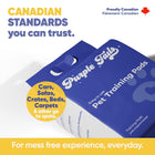 Zigly Purple Tails blue pet training pads package with Canadian standards branding for mess-free use