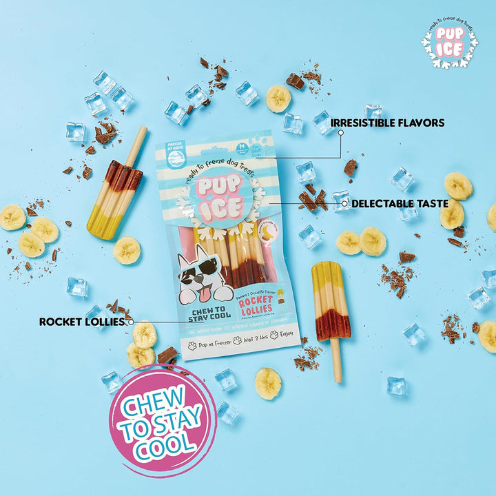 Pup Ice Rocket Lollies, Banana & Chocolate Flavour Dog Treat, 2 Pcs - 90g