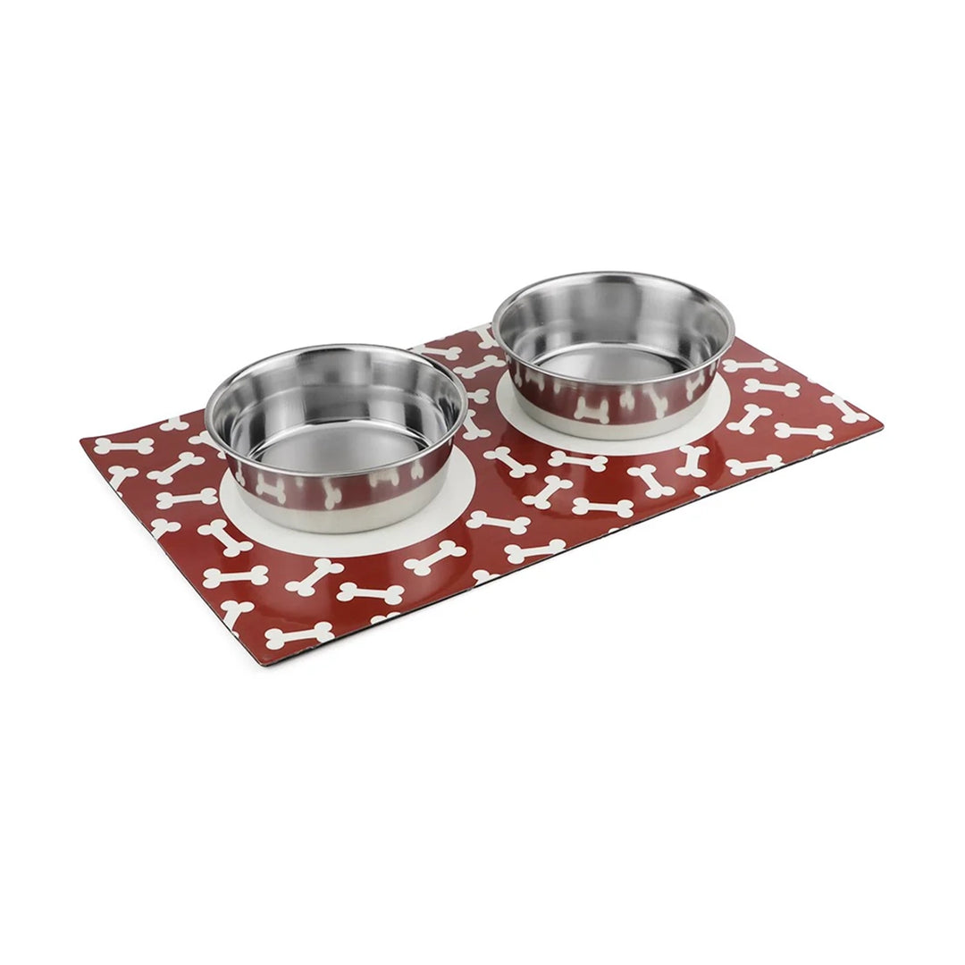 Pawpourri Stay On Mat Stainless Steel Pet Bowl Combo With Magnetic Base On Mat