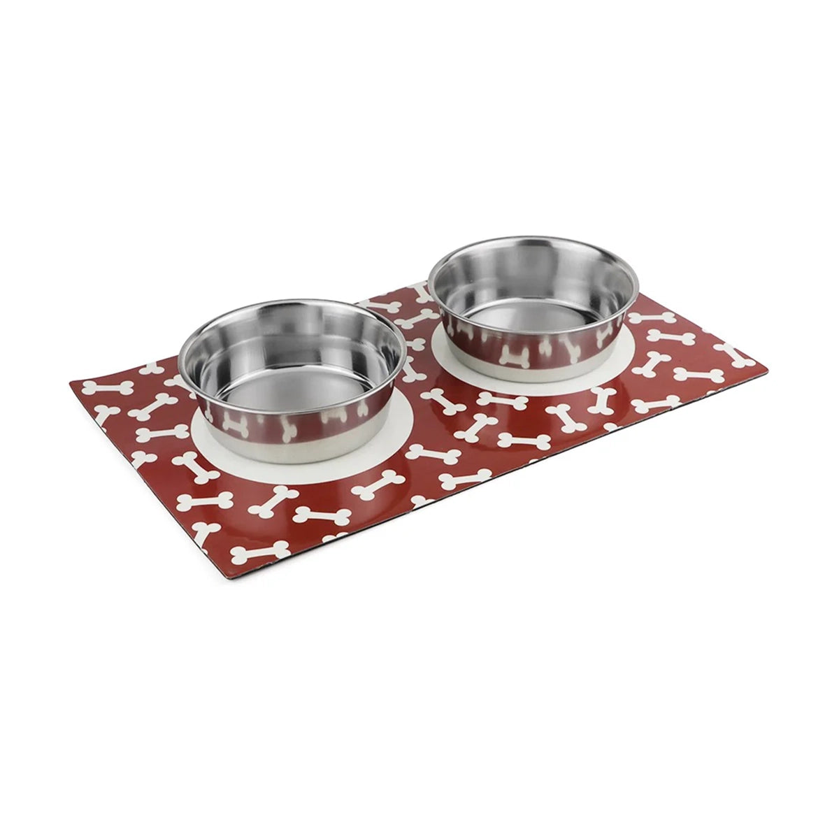 Pawpourri Stay On Mat Stainless Steel Pet Bowl Combo With Magnetic Base On Mat
