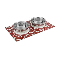 Pawpourri Stay On Mat Stainless Steel Pet Bowl Combo With Magnetic Base On Mat