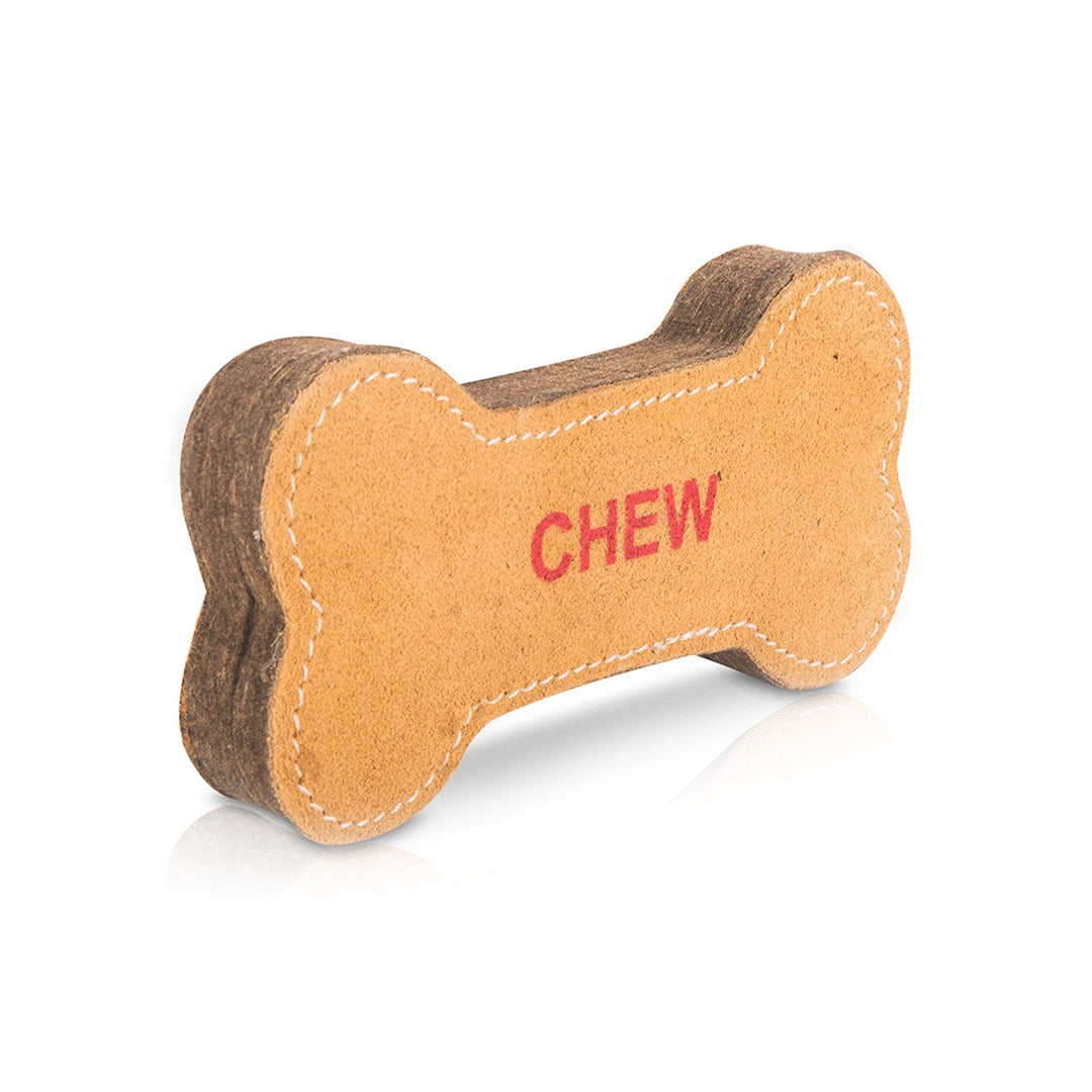 Pawpourri Bone Shaped Suede Leather Chew Dog Toy