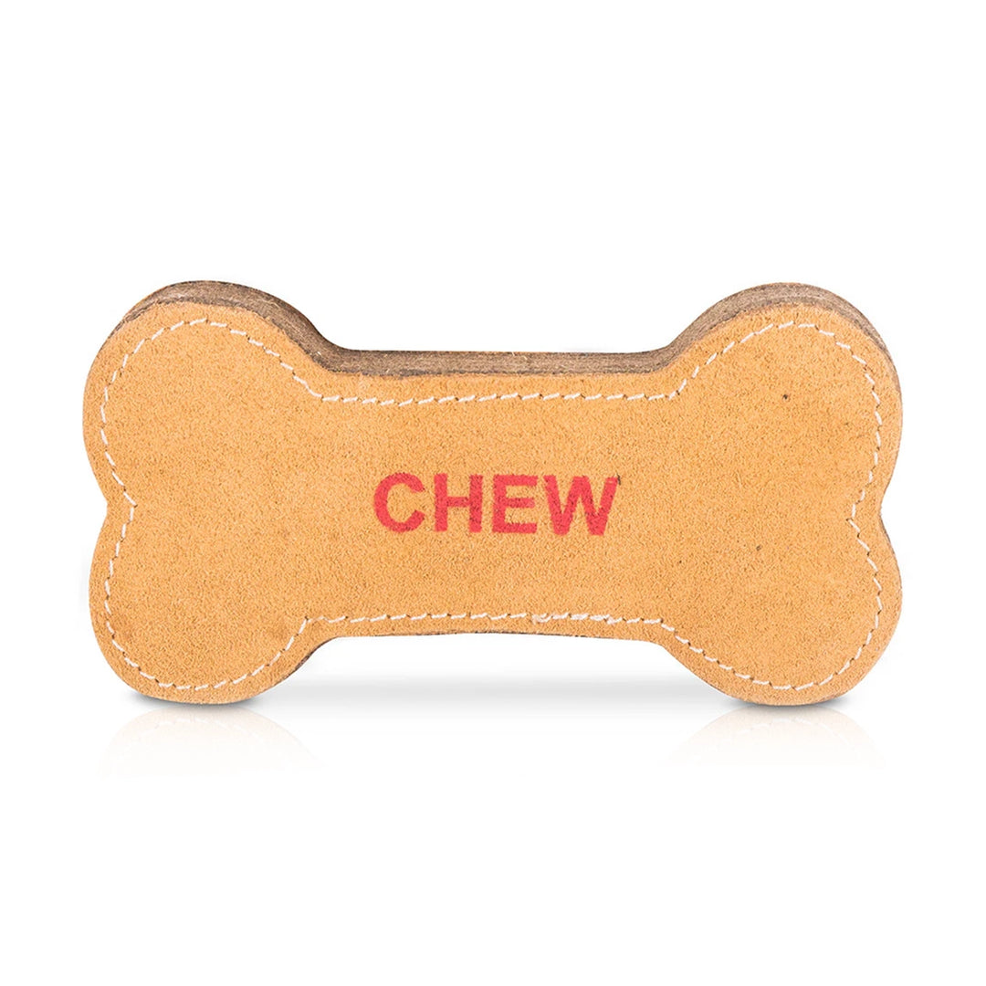 Pawpourri Bone Shaped Suede Leather Chew Dog Toy