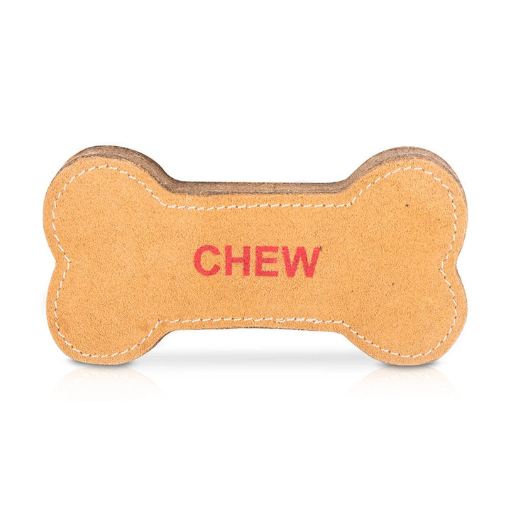 Pawpourri Bone Shaped Suede Leather Chew Dog Toy