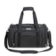 black duffel bag with multiple zip compartments and zigly branding, padded handle and adjustable shoulder strap
