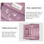 Zigly foldable purple bag with water-repellent fabric droplets and easy storage features