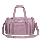 Zigly pink duffel bag with multiple zippered compartments and adjustable shoulder strap
