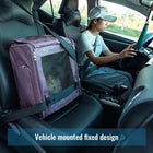 Zigly pet carrier secured with seatbelt in car passenger seat next to woman driving