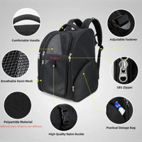 Black breathable pet carrier backpack by Zigly with adjustable fastener, nylon buckle, and storage bag