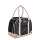 Zigly black and beige quilted leather tote bag with gold zippers and external pocket