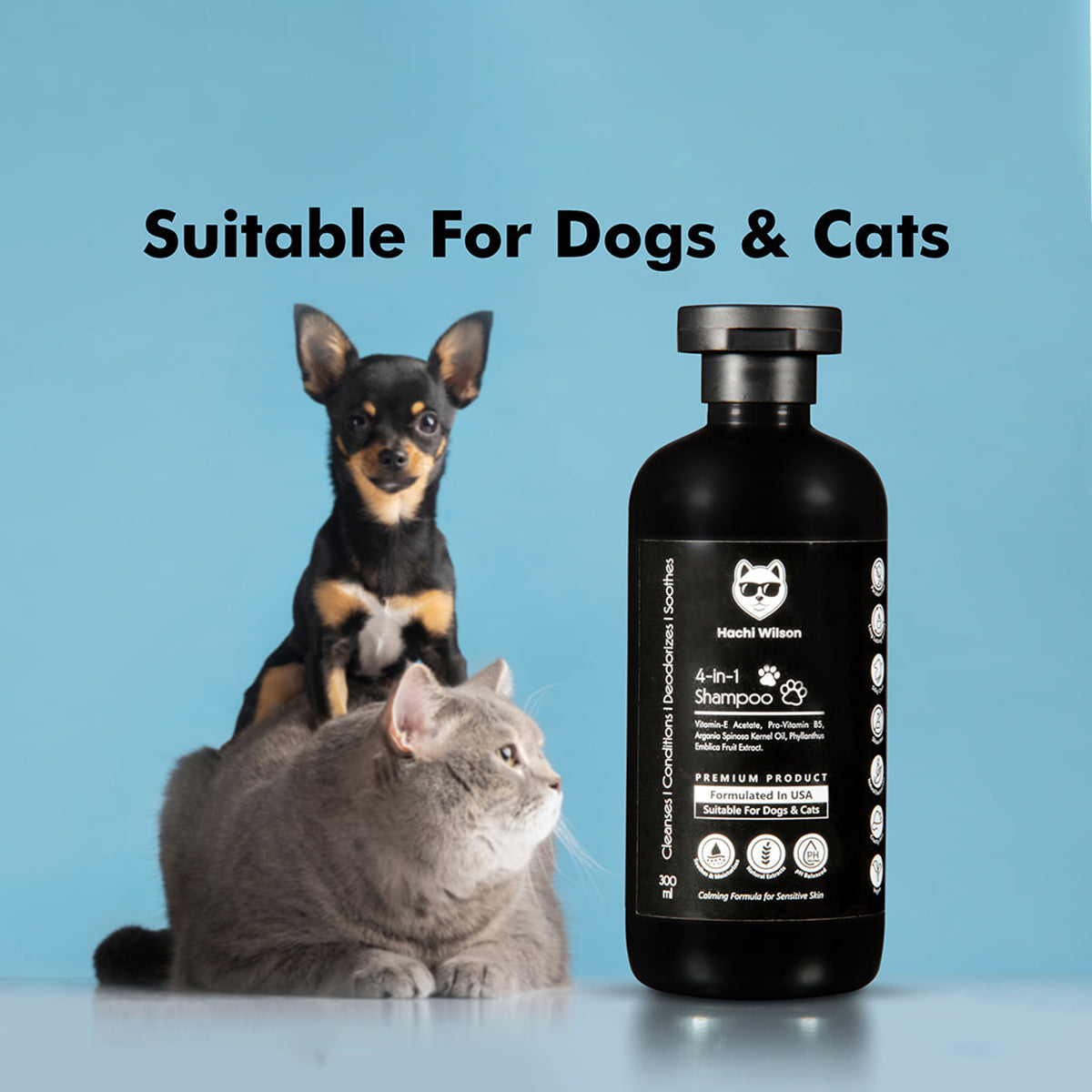 Hachi Wilson Premium 4-in-1 Dog/Cat Shampoo (USA Formulated, USFDA Approved) - 300ml