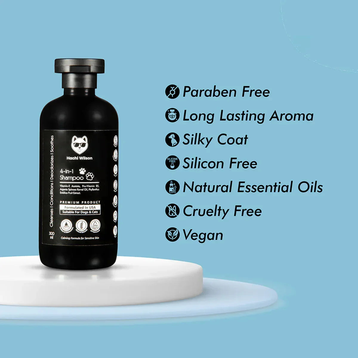 Hachi Wilson Premium 4-in-1 Dog/Cat Shampoo (USA Formulated, USFDA Approved) - 300ml - Zigly